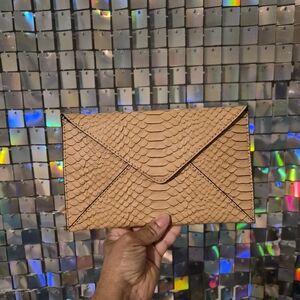 Loeffler Randall Beige Snakeskin Clutch